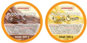 Protein Pudding Pulver Vanille Cream und Schoko Cream
