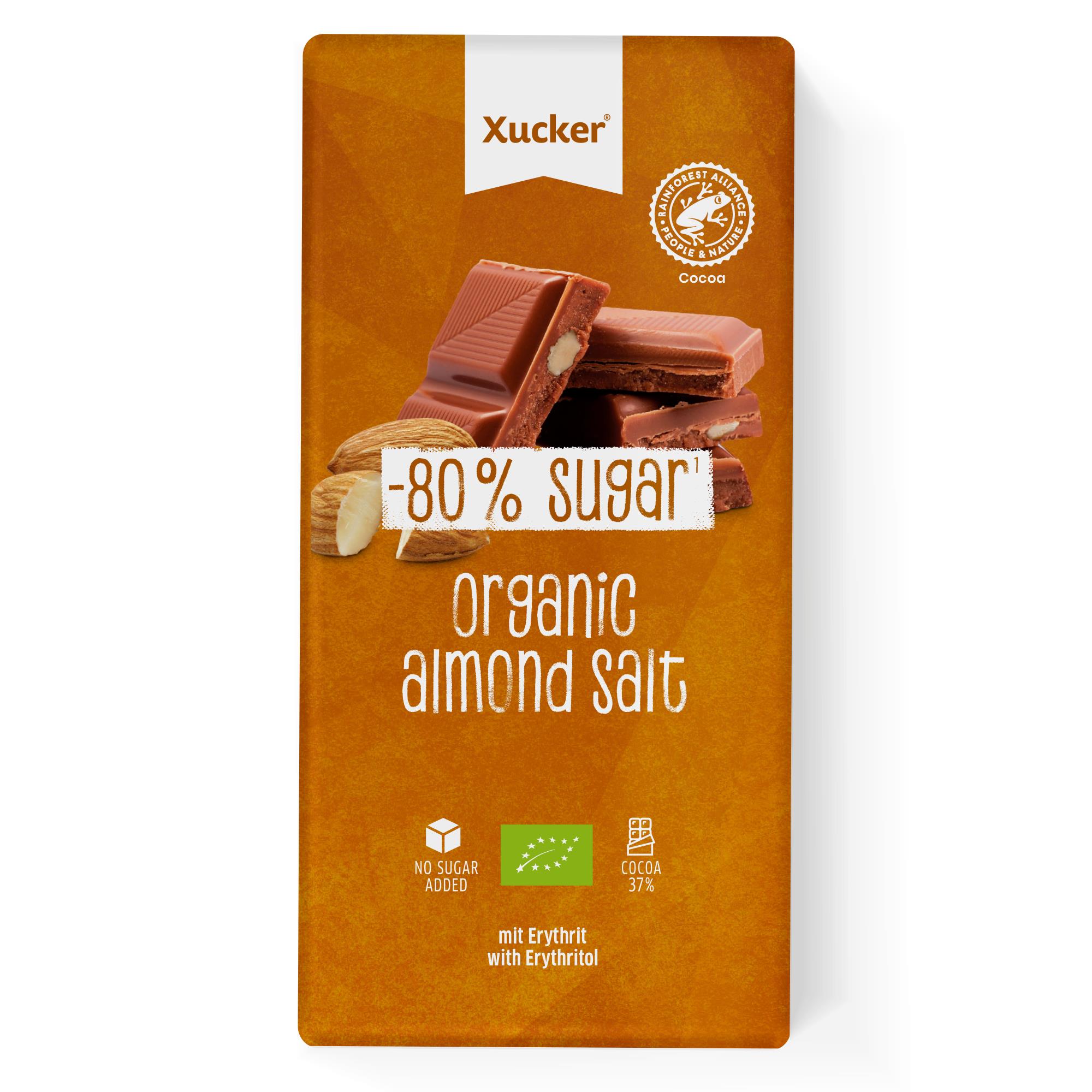 Xucker Erythrit Schokolade Mandel-Meersalz