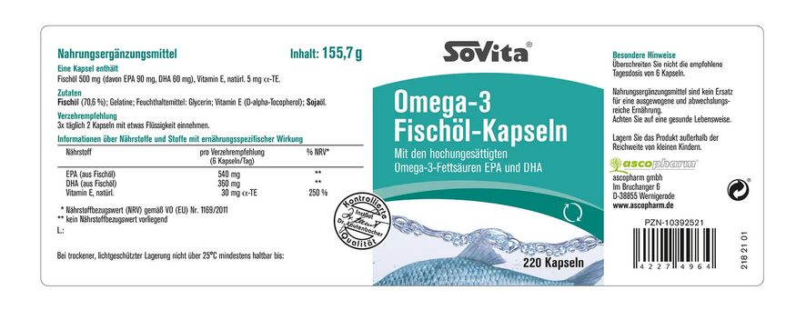 Sovita Omega-3 Fischöl-Kapseln