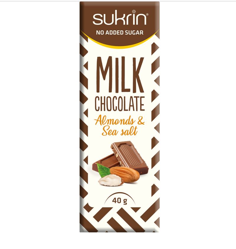 Sukrin Milchschokolade mit Mandeln & Meersalz 40g