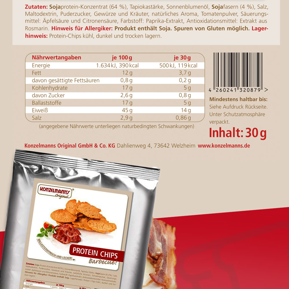 Konzelmanns Protein Chips BBQ Lower Carb